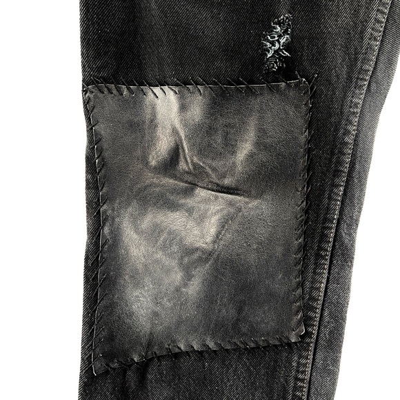 Reformation x Levis Redone Women Jeans 30in Waist 501 Black Distressed Grunge - Picture 5 of 16